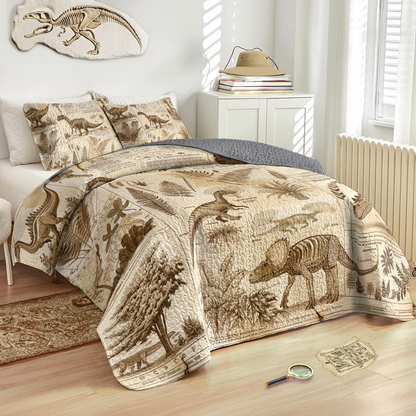 Shineful All Season Quilt 3-Piece Set Dinosaur Fossil Hunter