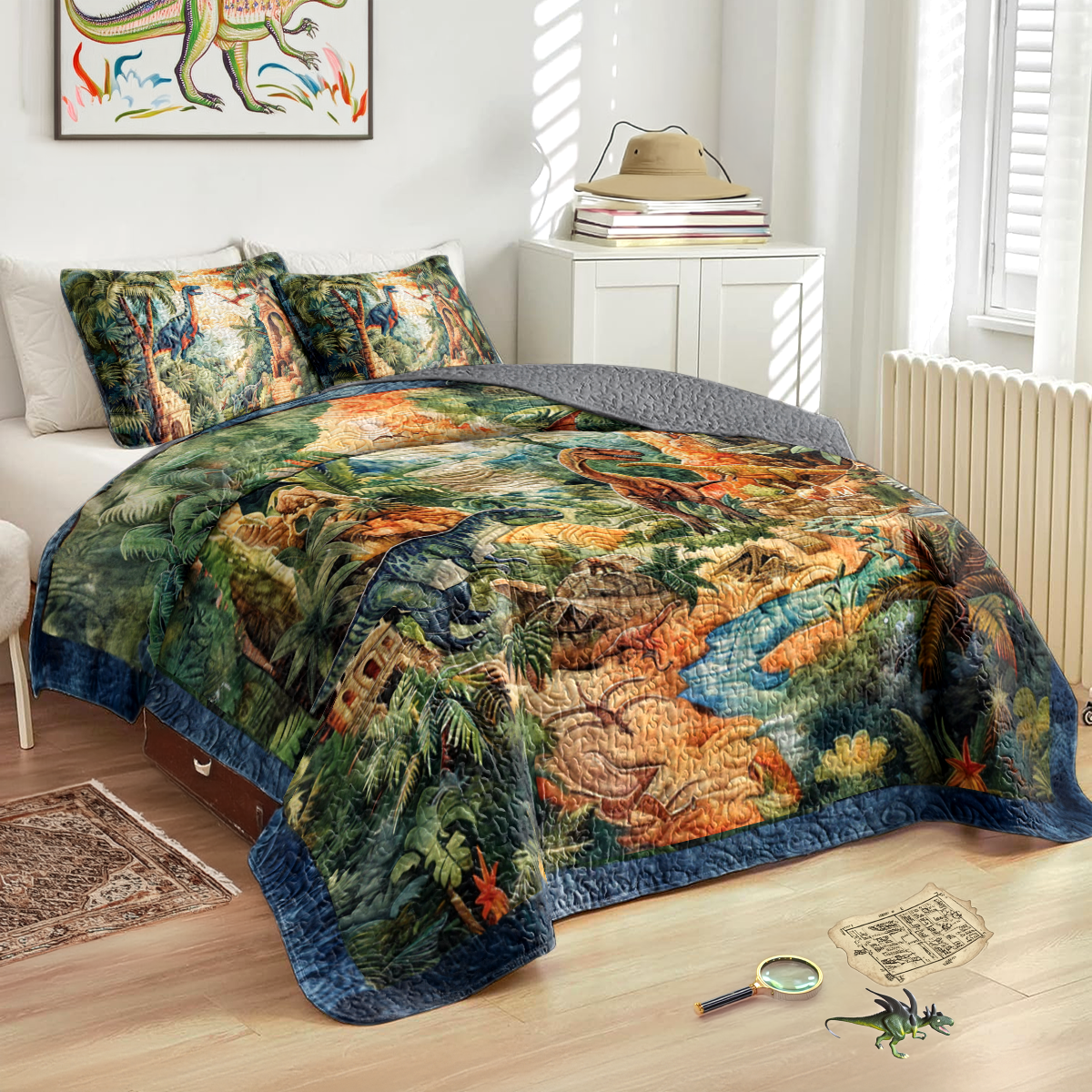 Shineful All Season Quilt 3-Piece Set Fantastic Jurassic Park