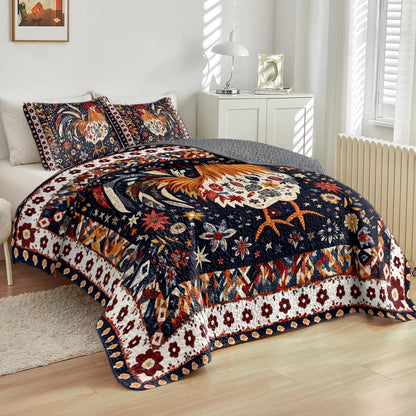 Shineful All Season Quilt 3-Piece Set Rooster's Morning Song