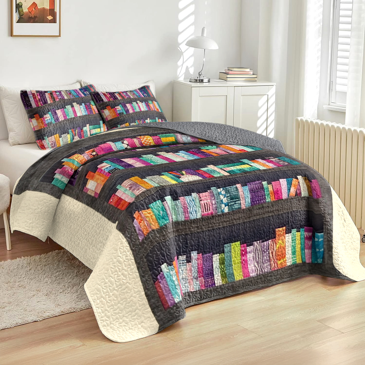 Shineful All Season Quilt 3-Piece Set Selvage Bookshelf