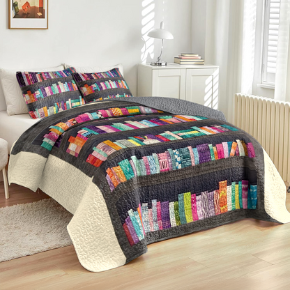 Shineful All Season Quilt 3-Piece Set Selvage Bookshelf