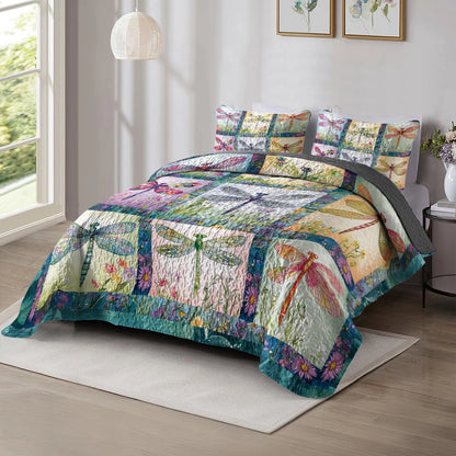 Shineful All Season Quilt 3-Piece Set - Dragonfly Garden