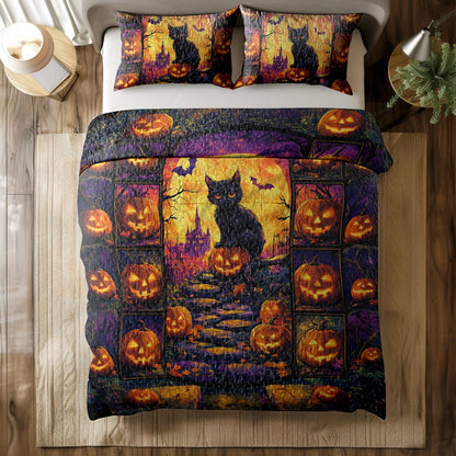 Shineful All Season Quilt 3-Piece Set - Spooky Cat Haven