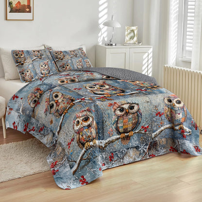 Shineful All Season Quilt 3-teiliges Set - Cozy Owls Winter