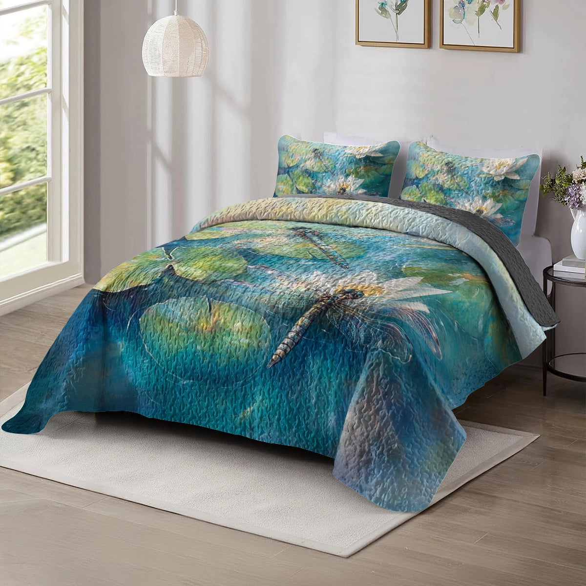 Shineful All Season Quilt 3-Piece Set - Tranquil Dragonfly Dreams