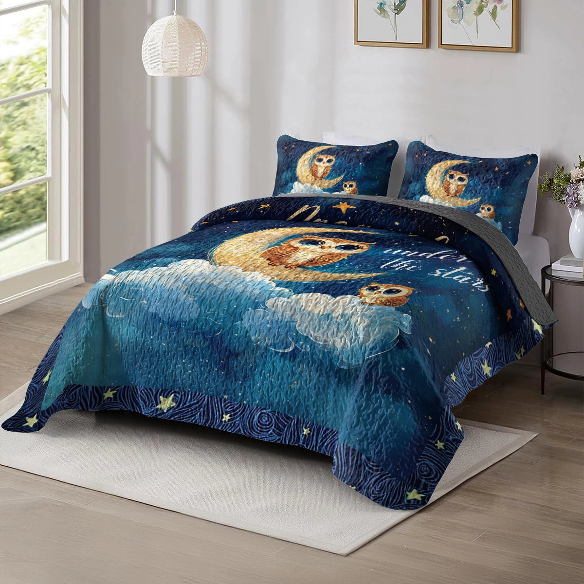 Shineful All Season Quilt 3-Piece Set - Owl Dream Big Under the Stars