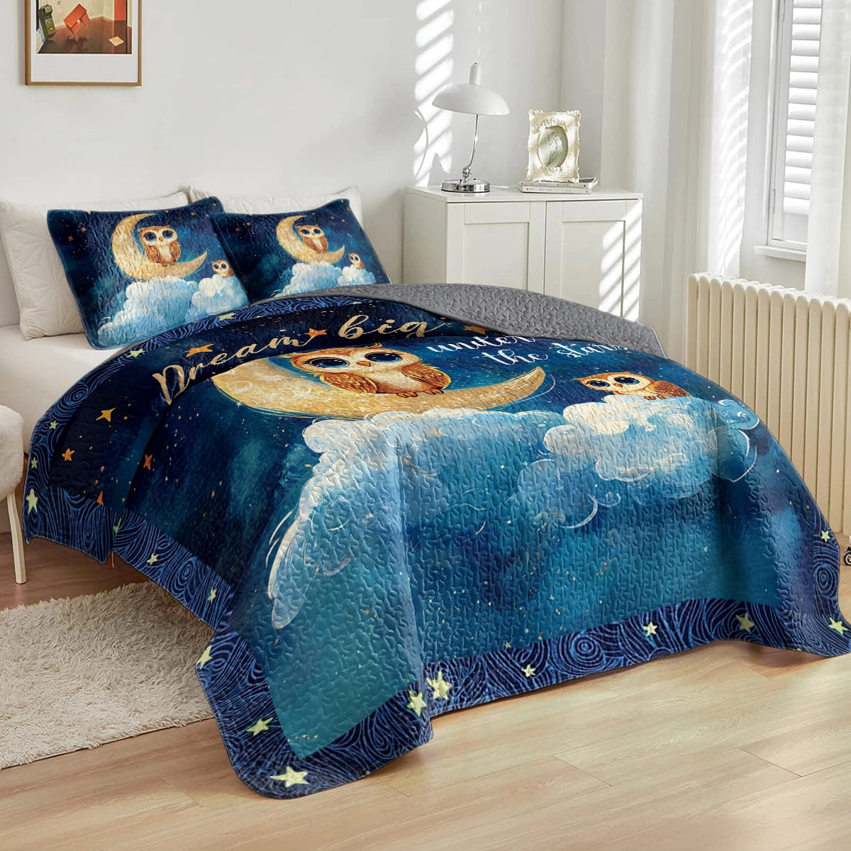 Shineful All Season Quilt 3-Piece Set - Owl Dream Big Under the Stars