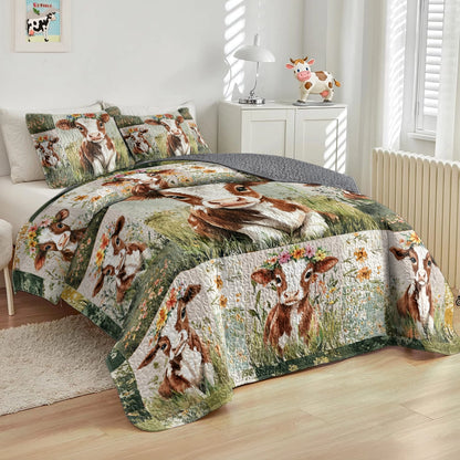 Shineful All Season Quilt 3-Piece Set - Country Charm Cow