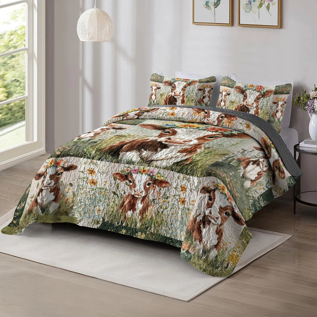 Shineful All Season Quilt 3-Piece Set - Country Charm Cow