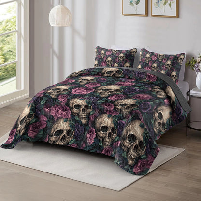 Shineful All Season Quilt 3-Piece Set - Gothic Garden Skull