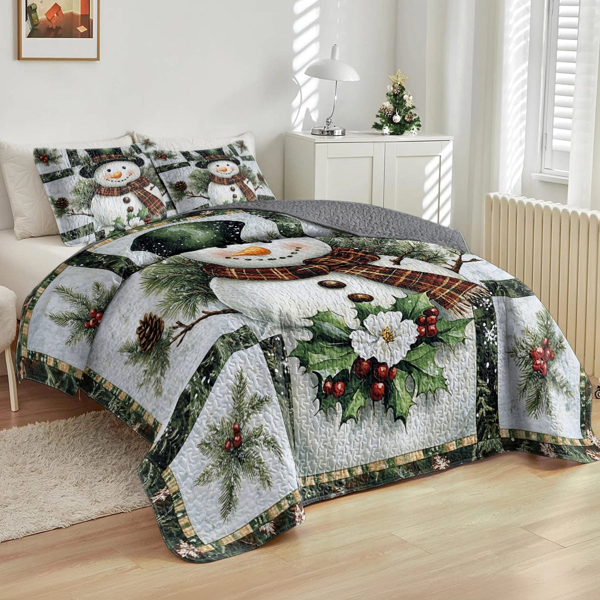 Shineful All Season Quilt 3-Piece Set - Snowman Bliss