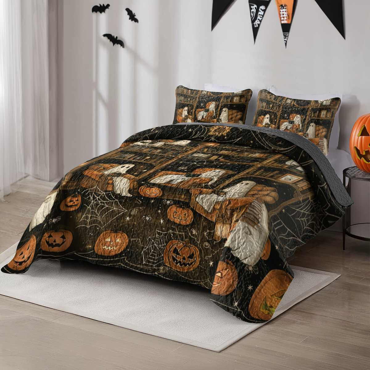 Shineful All Season Quilt 3-Piece Set Halloween Book Club