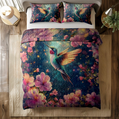 Shineful All Season Quilt 3-Piece Set - Hummingbird Serenity