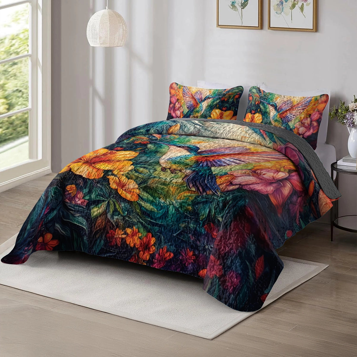 Shineful All Season Quilt 3-Piece Set Hummingbird Paradise