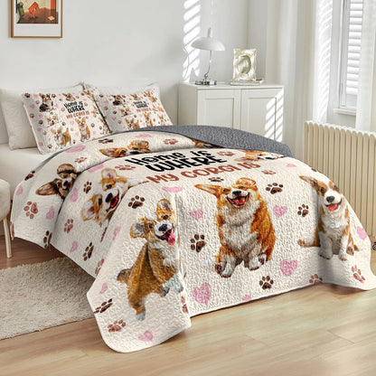 Shineful All Season Quilt 3-Piece Set Happy Home Corgi