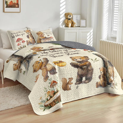 Shineful All Season Quilt 3-Piece Set Bear Hugs Home