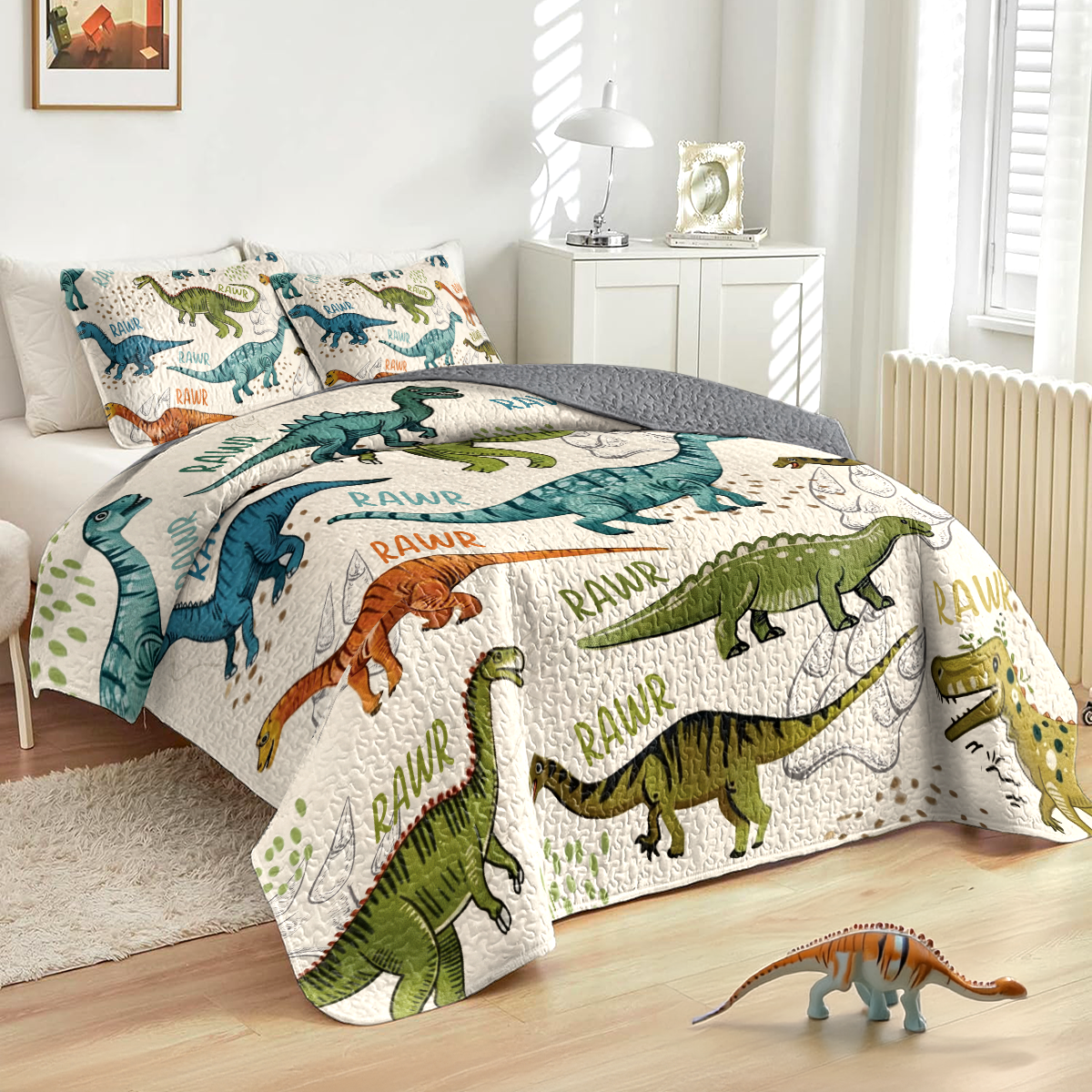 Shineful All Season Quilt 3-Piece Set Dino Adventure Rawr-Some Nights