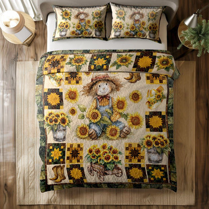 Shineful All Season Quilt 3-Piece Set Peaceful Farmhouse Sunflower