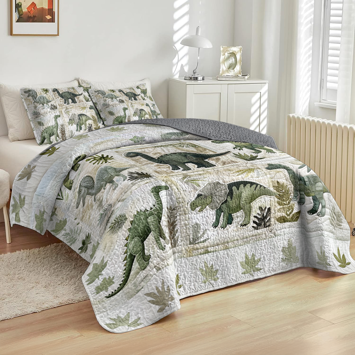 Shineful All Season Quilt 3-Piece Set Dino Explorer