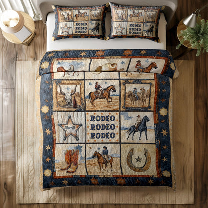 Shineful All Season Quilt 3-Piece Set Rodeo Cowboy Spirit