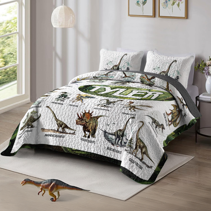 Shineful Personalized All Season Quilt 3-Piece Set Dino Alphabet