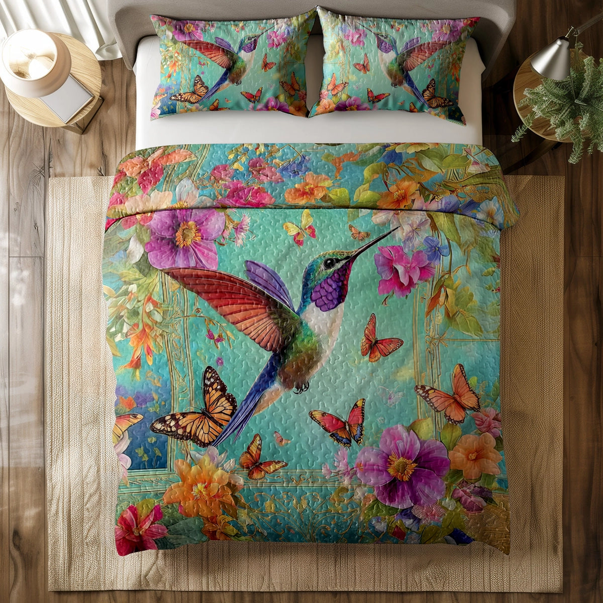 Shineful All Season Quilt 3-Piece Set - Enchanted Hummingbird