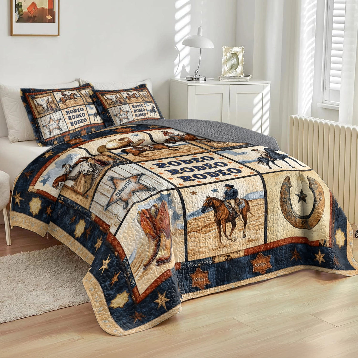 Shineful All Season Quilt 3-Piece Set Rodeo Cowboy Spirit