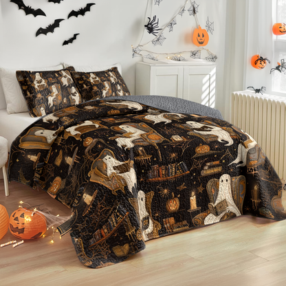 Shineful All Season Quilt 3-Piece Set Halloween Ghostly Book Club