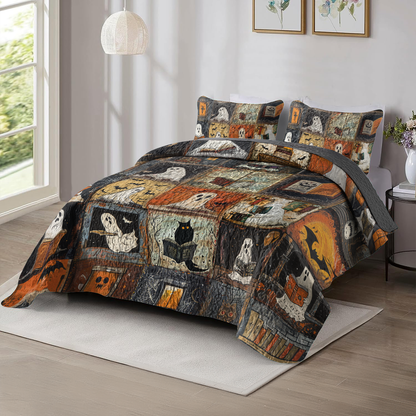 Shineful All Season Quilt 3-Piece Set Ghostly Bookworm