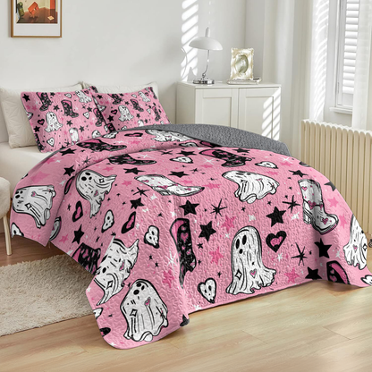 Shineful All Season Quilt 3-Piece Set Ghostly Pink Cowgirl