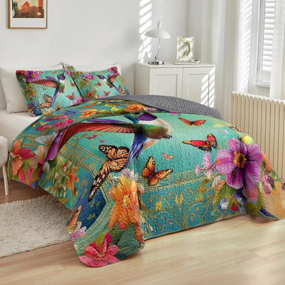 Shineful All Season Quilt 3-Piece Set - Enchanted Hummingbird