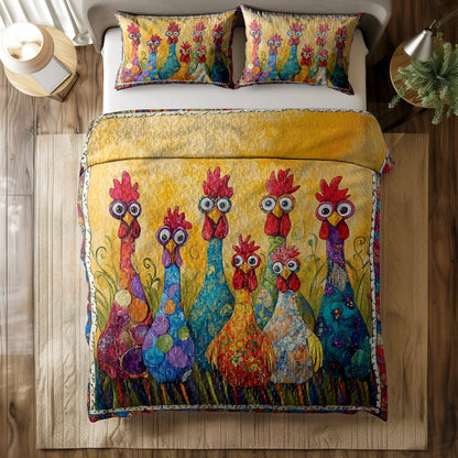 Shineful All Season Quilt 3-Piece Set - Funky Chicken