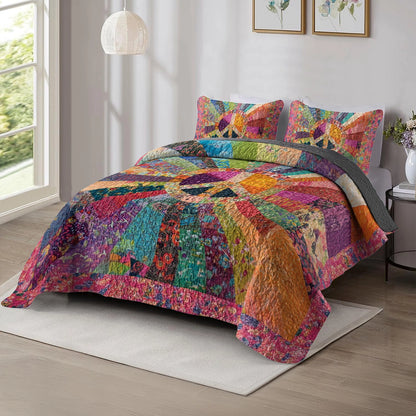 Shineful All Season Quilt 3-Piece Set Hippie Radiant Peace