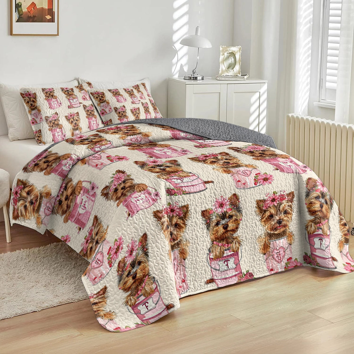 Shineful All Season Quilt 3-Piece Set - Yorkie Delight