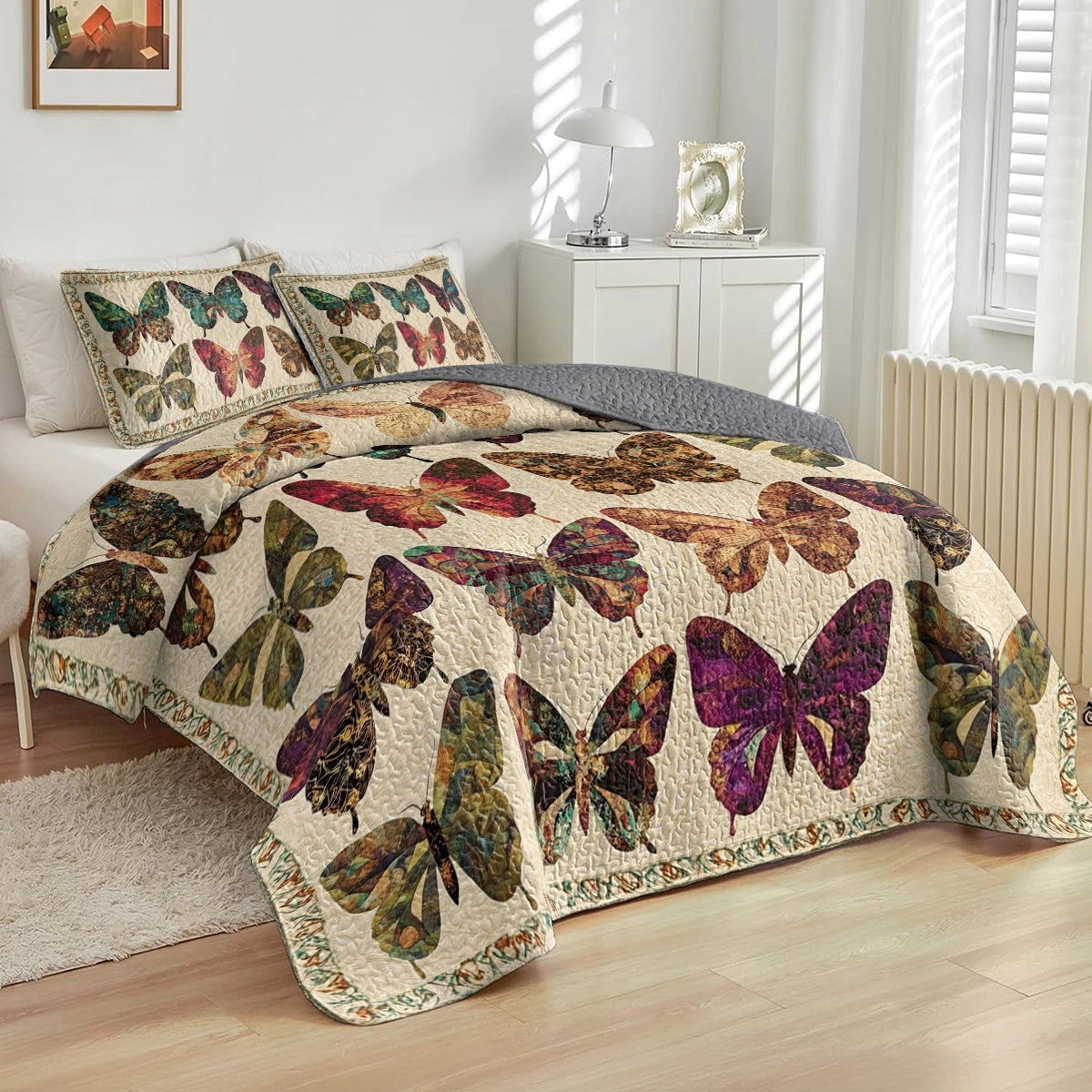 Shineful All Season Quilt 3-Piece Set - Butterfly Garden