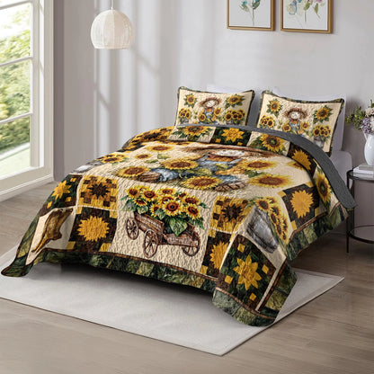 Shineful All Season Quilt 3-Piece Set Peaceful Farmhouse Sunflower