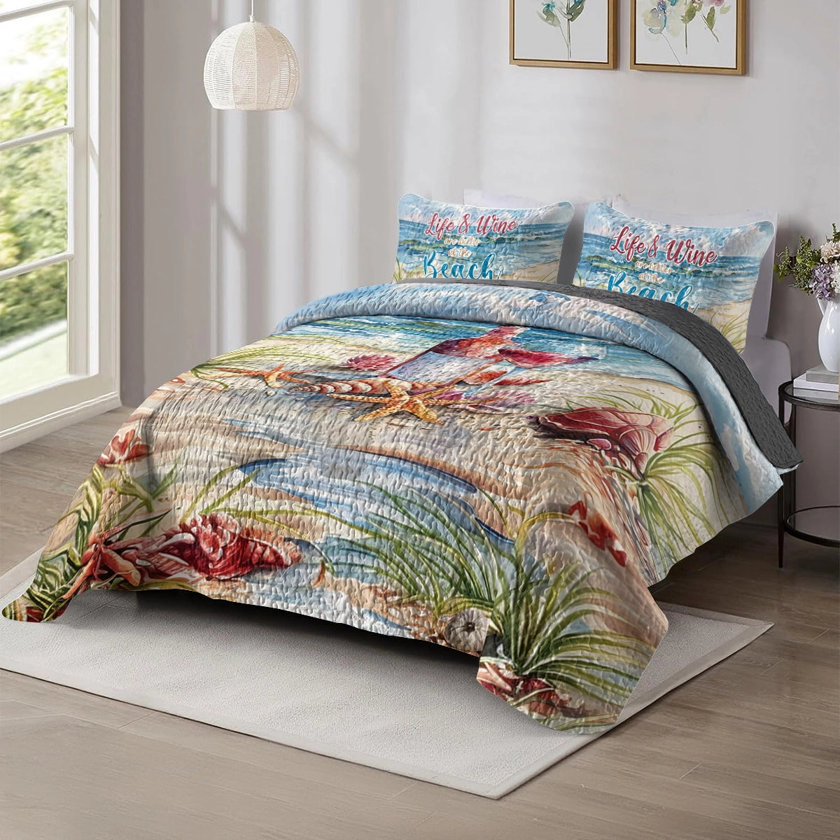 Shineful All Season Quilt 3-Piece Set - Coastal Wine Bliss