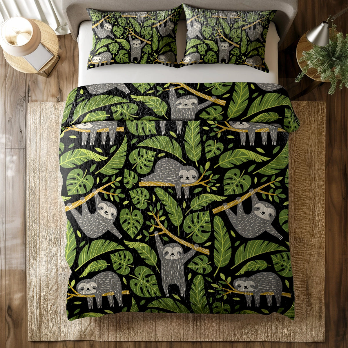 Shineful All Season Quilt 3-Piece Set - Chilling Sloths