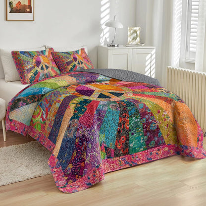 Shineful All Season Quilt 3-Piece Set Hippie Radiant Peace