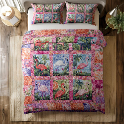 Shineful All Season Quilt 3-Piece Set - Flamingo Paradise