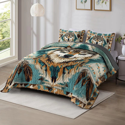 Shineful All Season Quilt 3-Piece Set Native American Wild Spirit