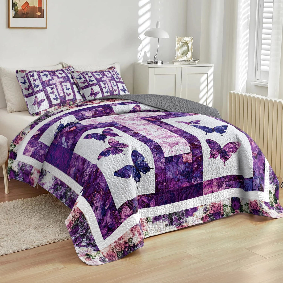 Shineful All Season Quilt 3-Piece Set God Butterfly Blessings