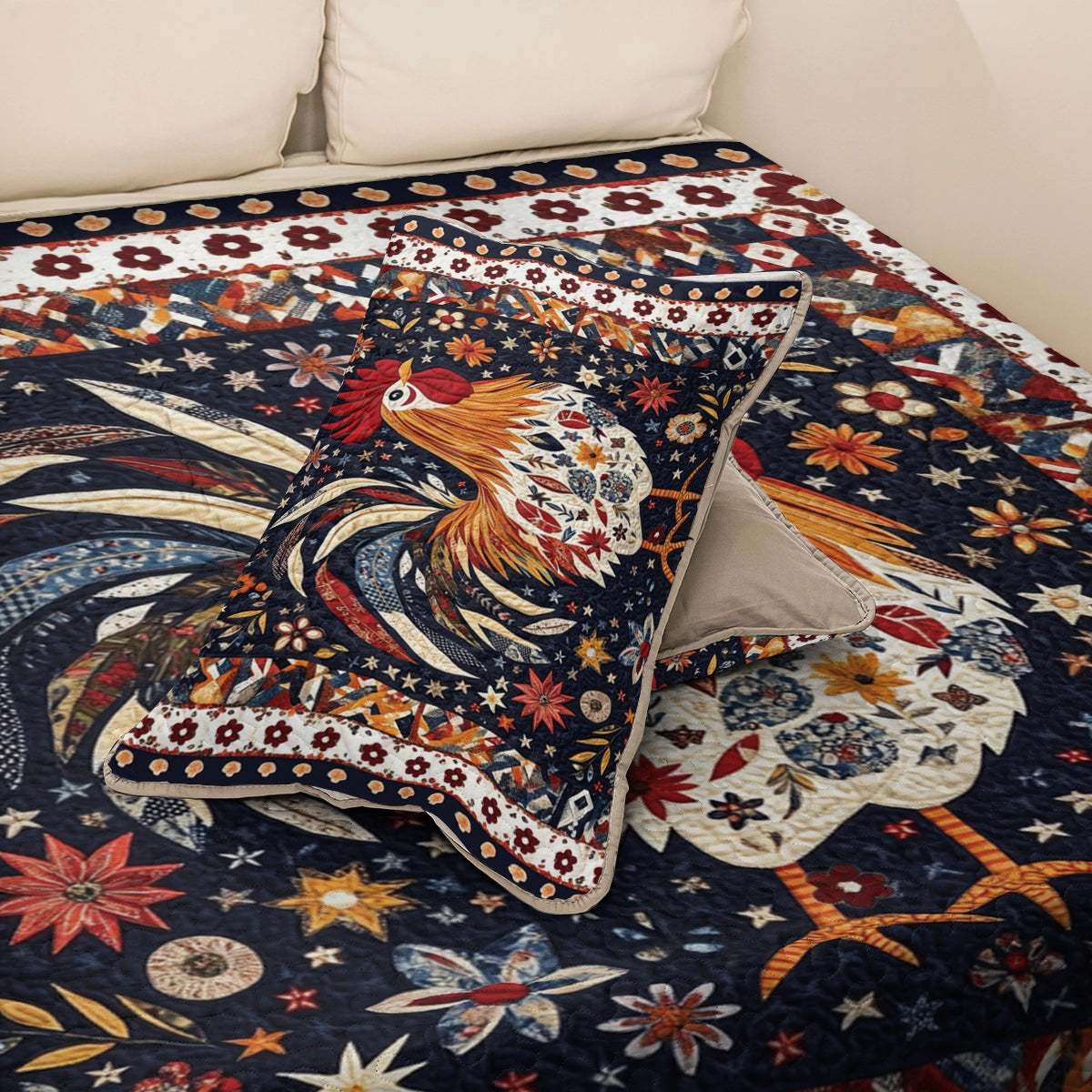 Shineful All Season Quilt 3-Piece Set Rooster's Morning Song