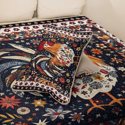 Shineful All Season Quilt 3-Piece Set Rooster's Morning Song