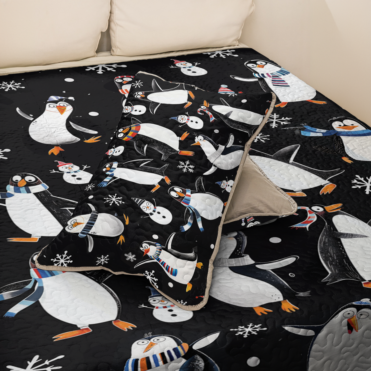 Shineful All Season Quilt 3-Piece Set Penguin Snow Dance