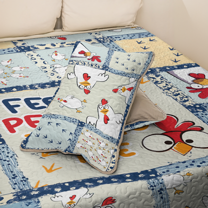 Shineful All Season Quilt 3-Piece Set Talk To The Chicken