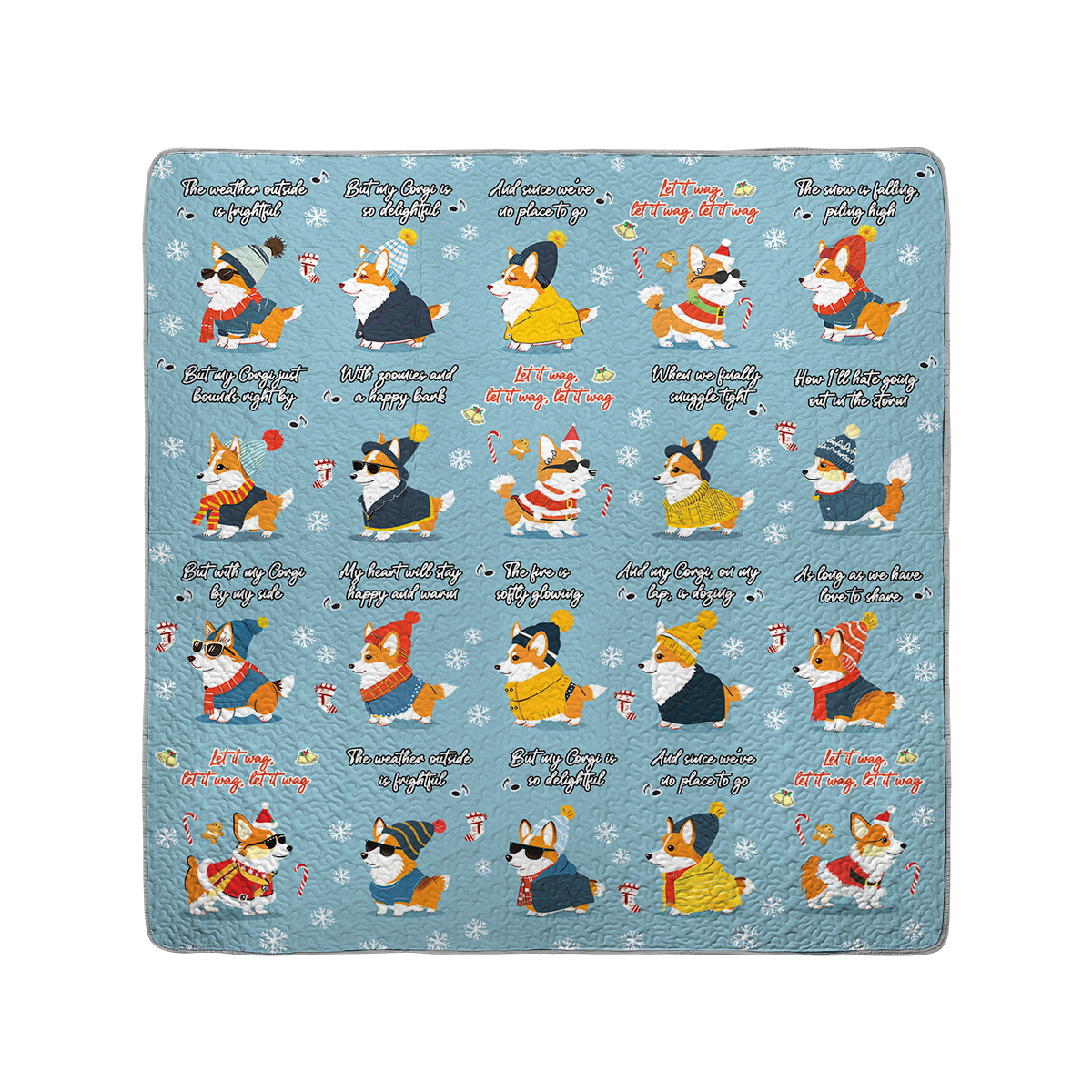 Shineful All Season Quilt 3-teiliges Set Let It Wag Corgi Love 