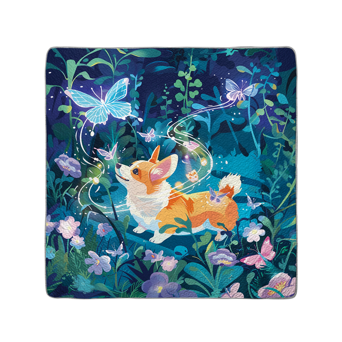 Shineful All Season Quilt 3-Piece Set Corgi Enchanted Garden