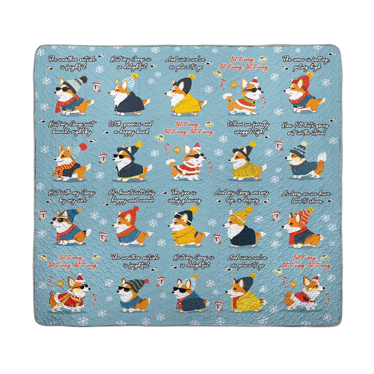 Shineful All Season Quilt 3-teiliges Set Let It Wag Corgi Love 