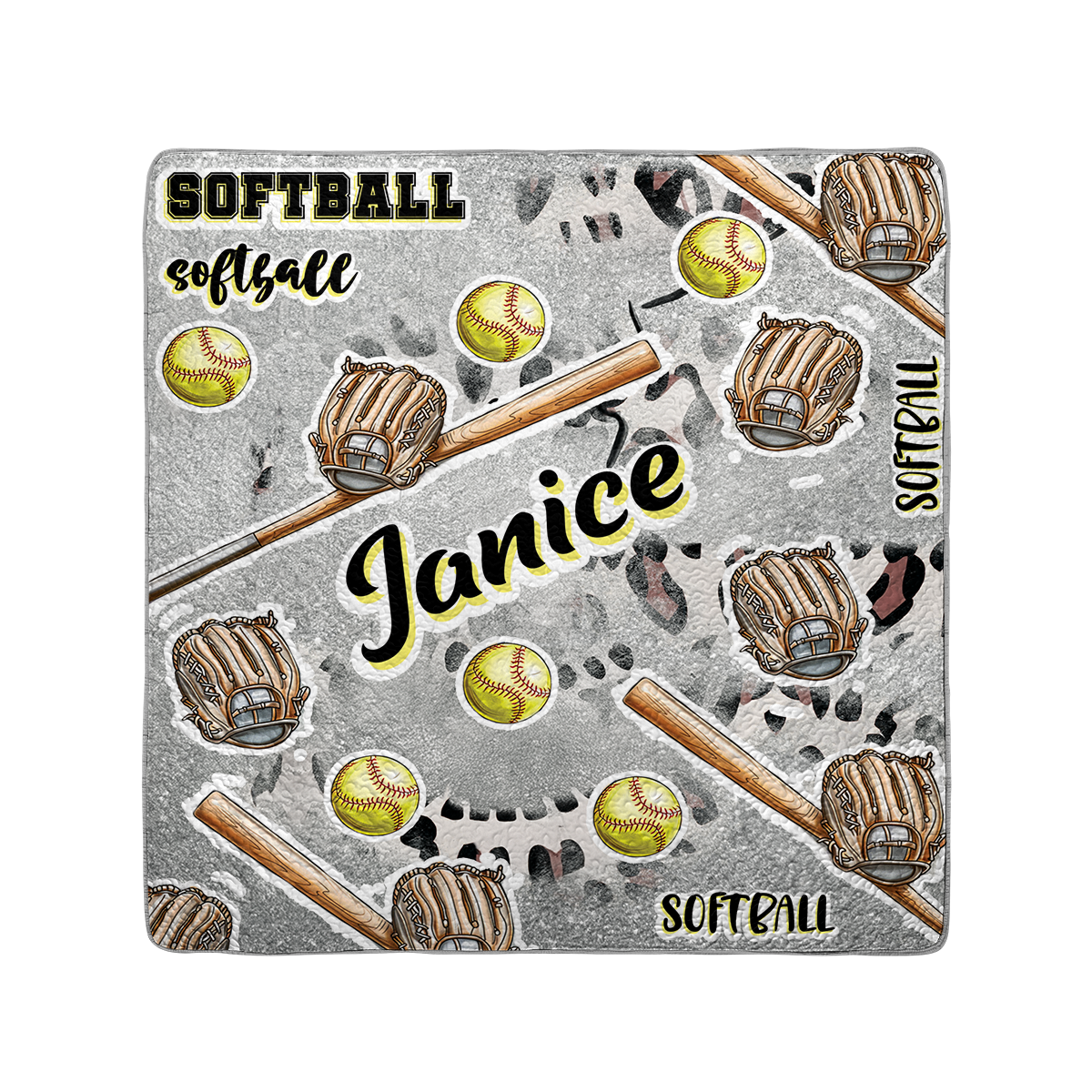 Shineful Personalisiertes All Season Quilt 3-teiliges Set All-Star Softball Love